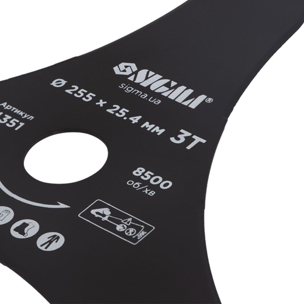 Нож для триммера Ø255×25.4мм 3Т остроконечный SIGMA (5624351) Киев - изображение 4