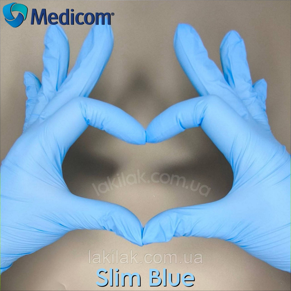 Рукавички нітрилові Medicom Blue розмір M 3,5гр (блакитні) 100 шт Херсон - фото 1