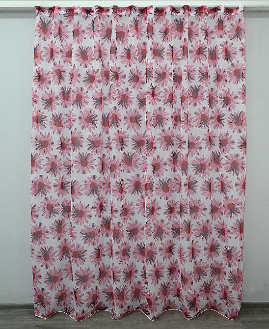 Тюль батист, колекція "Flora" колір білий з рожевим квітковим принтом 1170т Київ - фото 3