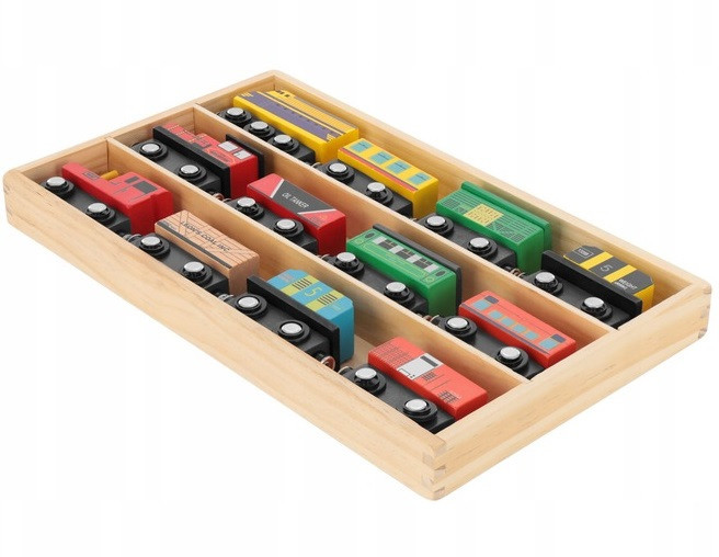 Дерев'яний ігровий набір поїздів 12 поїздів з органайзером Kruzzel (23522) Нововолинськ - фото 12