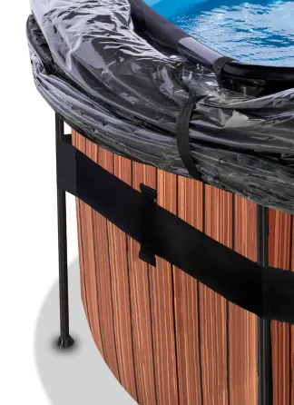 Басейн EXIT з куполом 488х122 см (пісочний фільтр) у кольорі Wood з тепловим насосом Київ