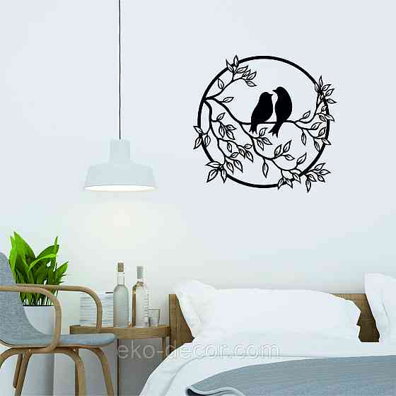 Декоративне настінне Панно «Пташки на гілці», Декор на стіну 90*86 см, Чорний Київ