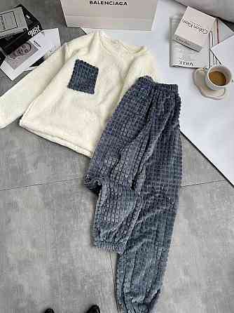 Женская теплая домашняя пижама махра+ махра фактурная Одесса