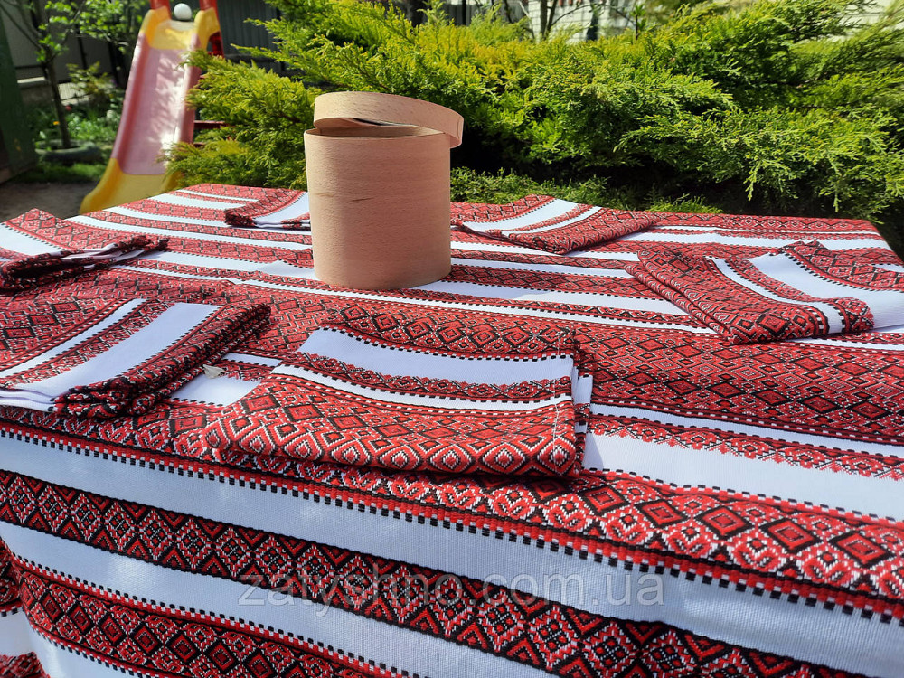 Вышитая скатерть красная с сетами Киев - изображение 5