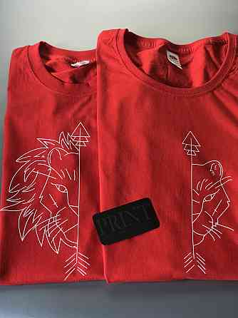 Красные Парные футболки для влюбленных парня и девушки -Лев \ Львица Черновцы