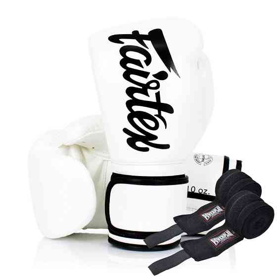Боксерські рукавиці Fairtex BGV14 White 10 унцій (бинти в комплекті) Каменское