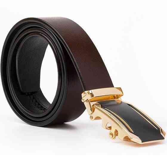 Деловой мужской ремень с автоматической пряжкой Vintage 20209 Коричневый Киев