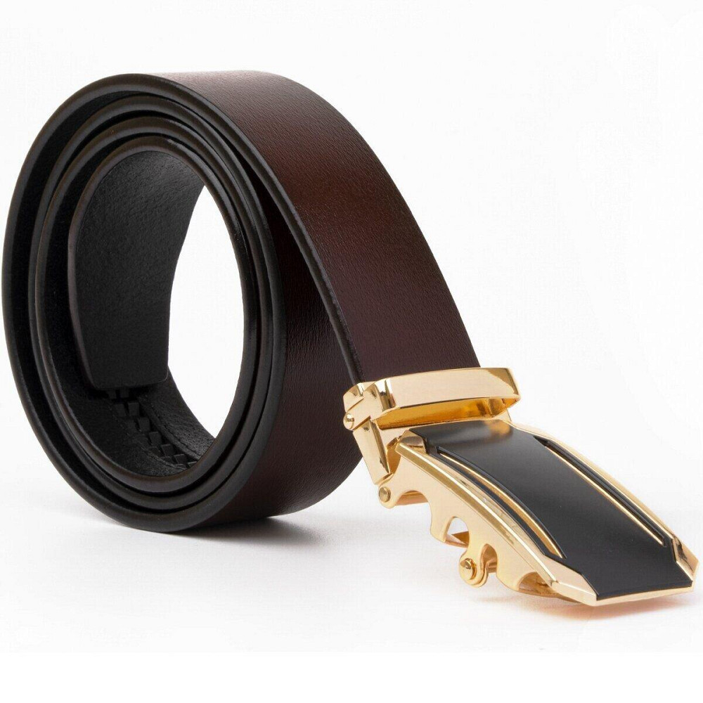Деловой мужской ремень с автоматической пряжкой Vintage 20209 Коричневый Киев - изображение 2