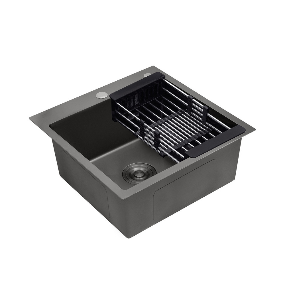 Кухонная мойка Kroner KRP Schwarze - 4545HM PVD (3.0/1.0 мм) черная Киев - изображение 3