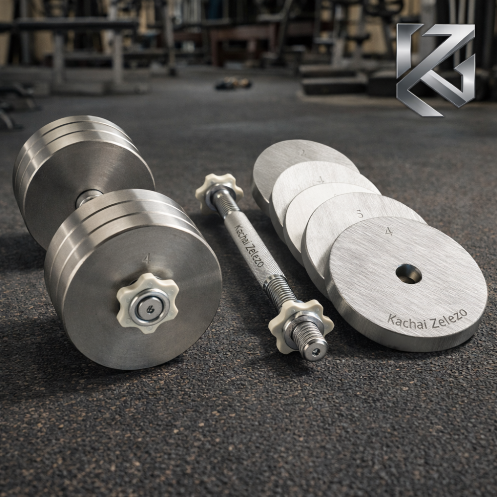 Гантелі набірні 2 по 28 кг металеві без покриття Kachai Zelezo Iron Pro Київ - фото 7