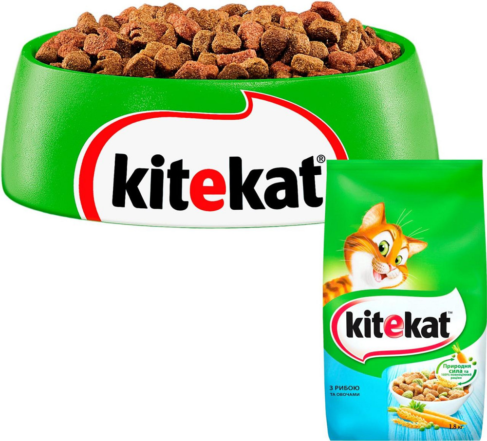 Сухой корм для взрослых кошек KiteKat (КитиКет) с рыбой и овощами 1.8 кг Винница - изображение 3