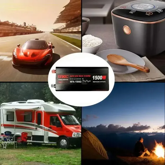 Автомобильный инвертор 1500 Вт, 12–220 В, 2×USB, чистый синус / Преобразователь напряжения / Инвертор для котла и техники Коломия