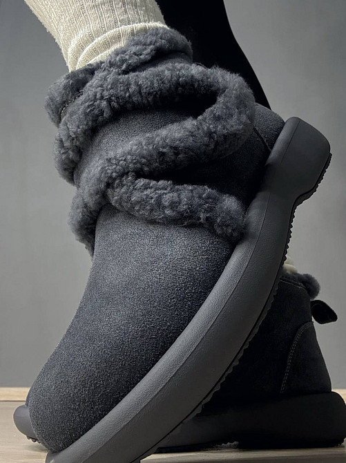 Черевики жіночі Hengji 13-9 уггі замшеві на хутрі з опушкою сірі, 38, 24 см Київ - фото 3