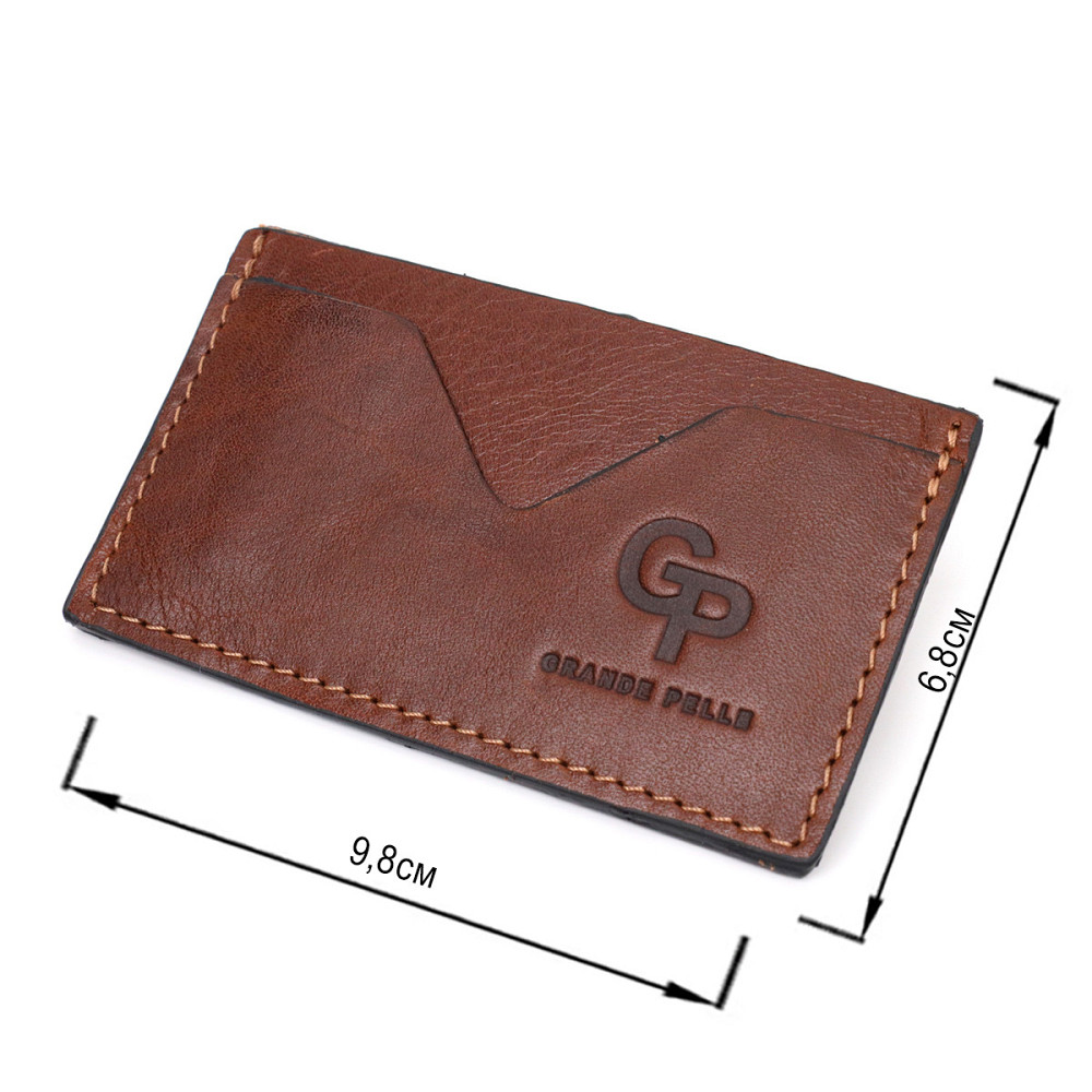 Практичний кард-кейс із натуральної шкіри GRANDE PELLE 11630 Світло-коричневий Київ - фото 3
