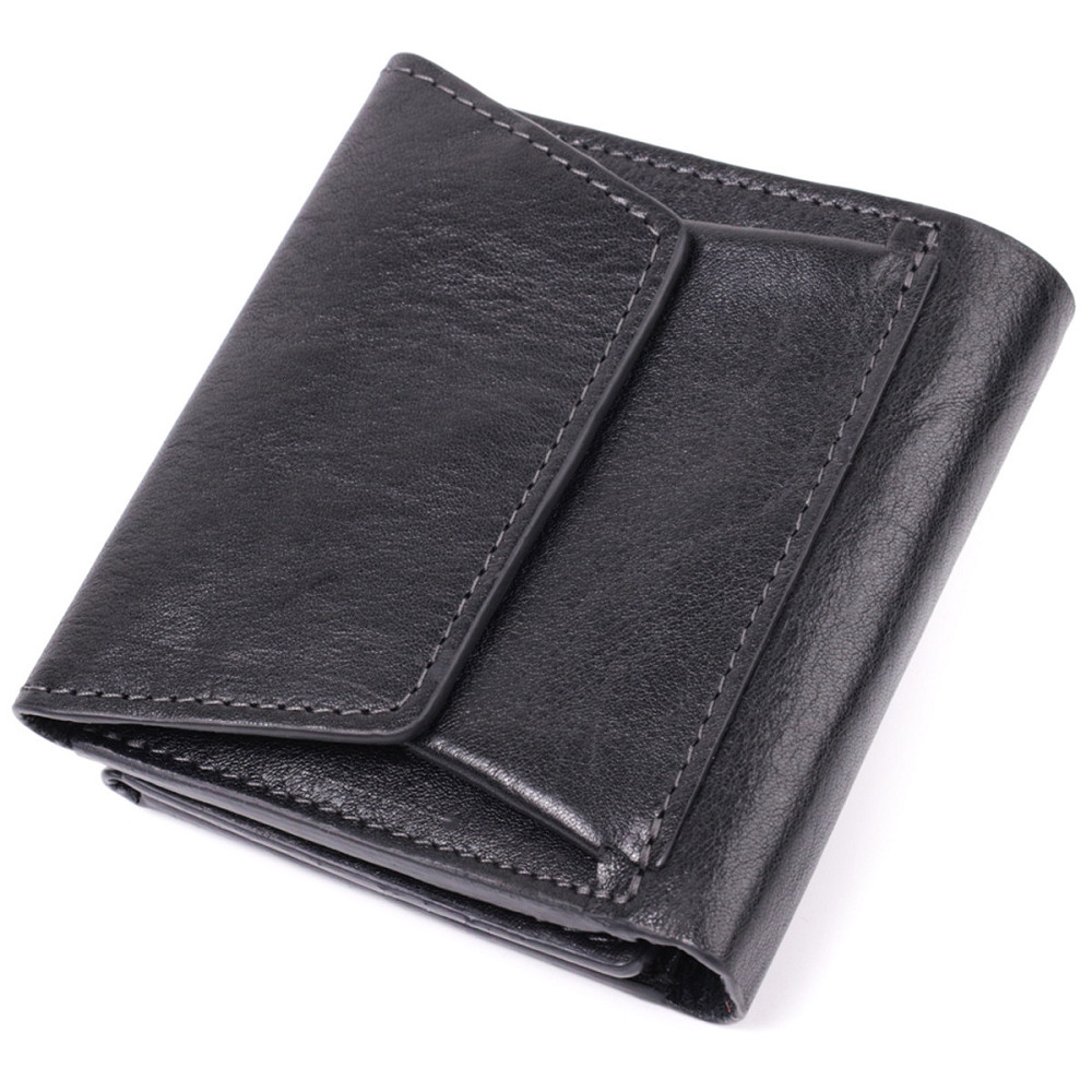 Шикарный кошелек с множеством отделений из люксовой натуральной кожи Черный (GRANDE PELLE) Киев - изображение 8