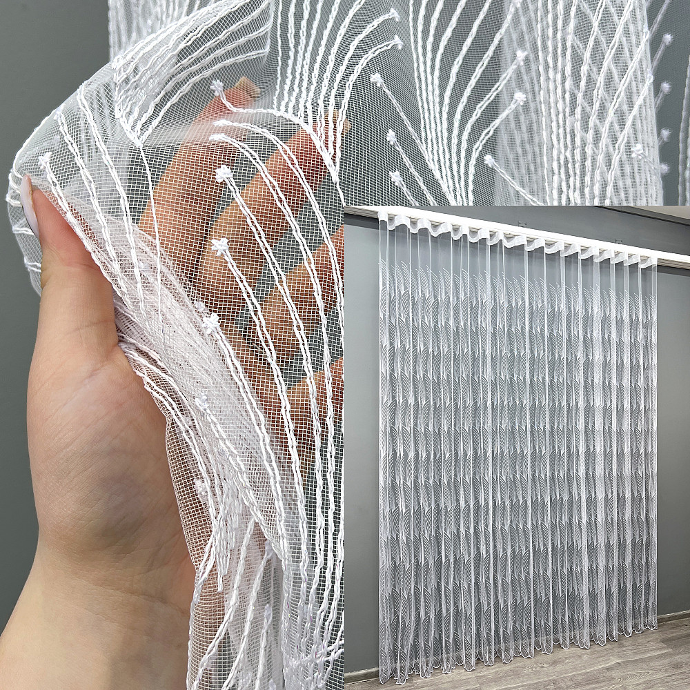 Тюль фатин з вишивкою та люрексом колір холодний білий 2012т Київ - фото 1