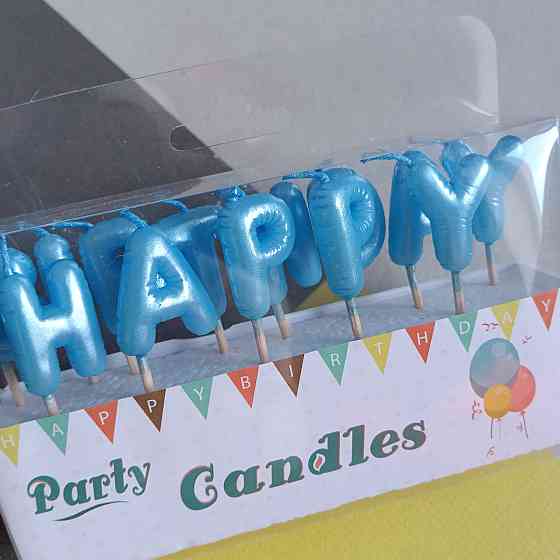 Свічка для торта букви happy birthday блакитні Київ