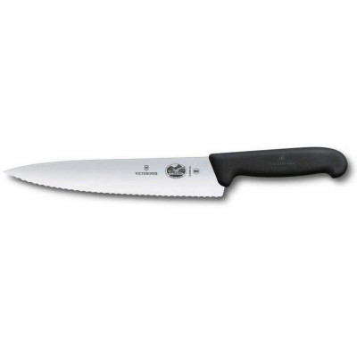 Кухонний ніж Victorinox Fibrox Carving 22 см Serrated Black (5.2033.22) Вінниця - фото 1