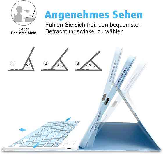 Клавіатура-чохол QWERTZ для iPad 10.9 Air 5 2022 Air 4 2020 Pro 11 2018/2022 з підсвіткою і тримачем для Pencil синій Київ