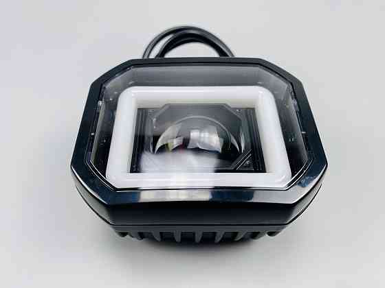 Фара LED квадратна 40W + LED кільце + велика лінза, додаткова протитуманна фара Мукачево