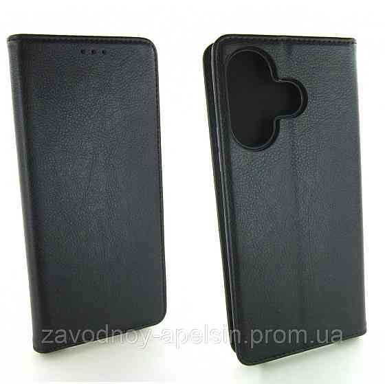 Чехол книжка Xiaomi Redmi 13 Кожаный (черный) Одесса