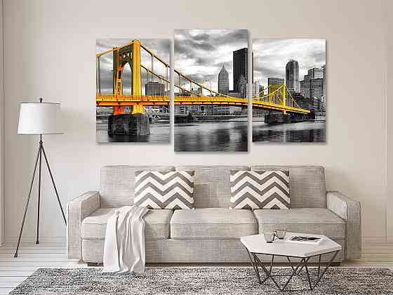 Модульная картина в гостиную / спальню  Золотий міст  Нью-Йорк Art-675_3 Киев