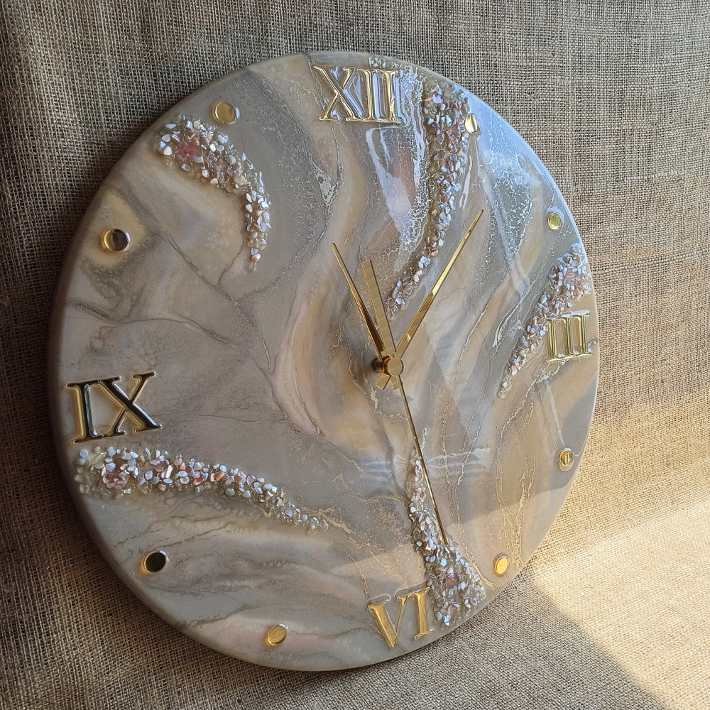 Годинник настінний 40 см з епоксидної смоли ручної роботи Дніпро - фото 2