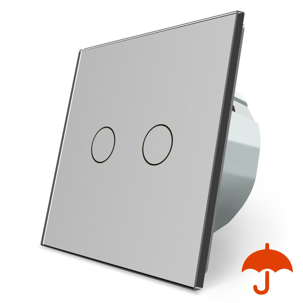 Сенсорний вуличний вимикач Вологозахищений 2 сенсори Livolo сірий скло (VL-C702-IP-15) Коломия - фото 3