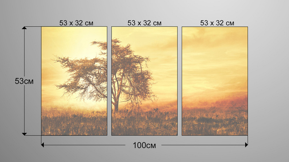 Модульна картина Захід Дерево Аrt-132_3А Київ - фото 3