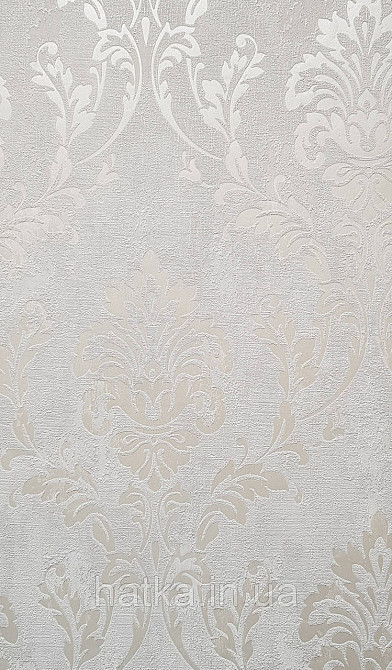 Шпалери вінілові на флізеліні Grandeco Universe 5 вензелю завитки сріблясті на білому Київ - фото 1