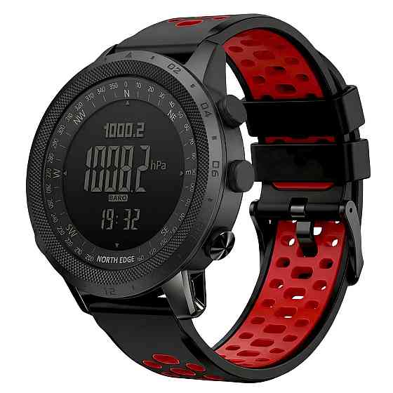 Годинник чоловічий водостійкий тактичний North Edge Desert Flex Red 5BAR з компасом (2 ремінці) Київ