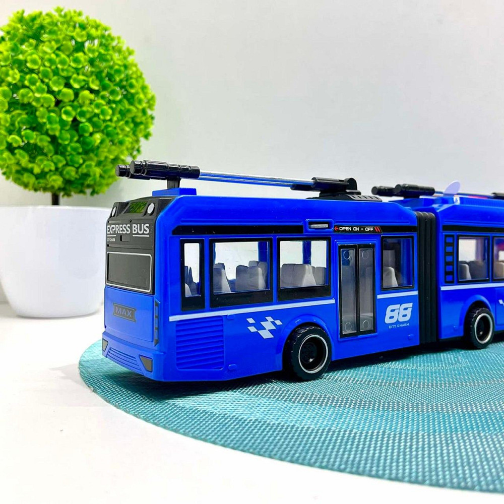 Тролейбус з інерцією підсвічуванням і звуком відчиняються двері Синій (JS163BC) Чернігів - фото 8