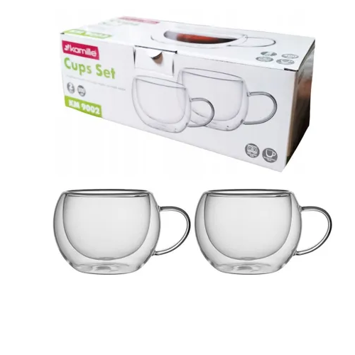 Набір чашок 2шт 300мл з подвійними стінками скло 9002 KAMILLE Житомир - фото 3