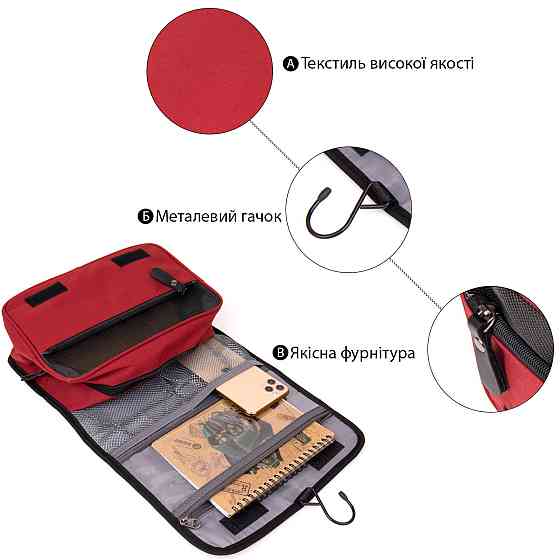 Текстильная сумка-органайзер в путешествие Vintage 20658 Малиновая Киев