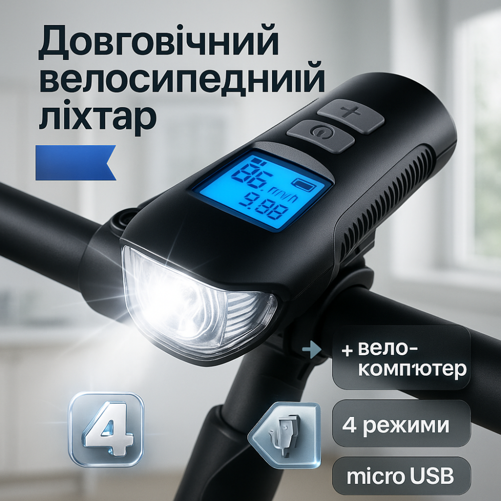 Фара велосипедна передня, Освітлення для велосипеда, Велосипедний світлодіодний ліхтар із зарядкою FA-39 Львів - фото 8
