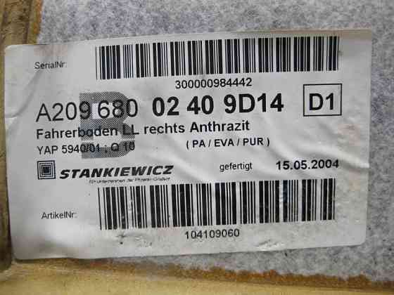 Mercedes-Benz  A2096800240 9D14 Килим салону колір "антрацит" передній правий CLK C209 Одесса