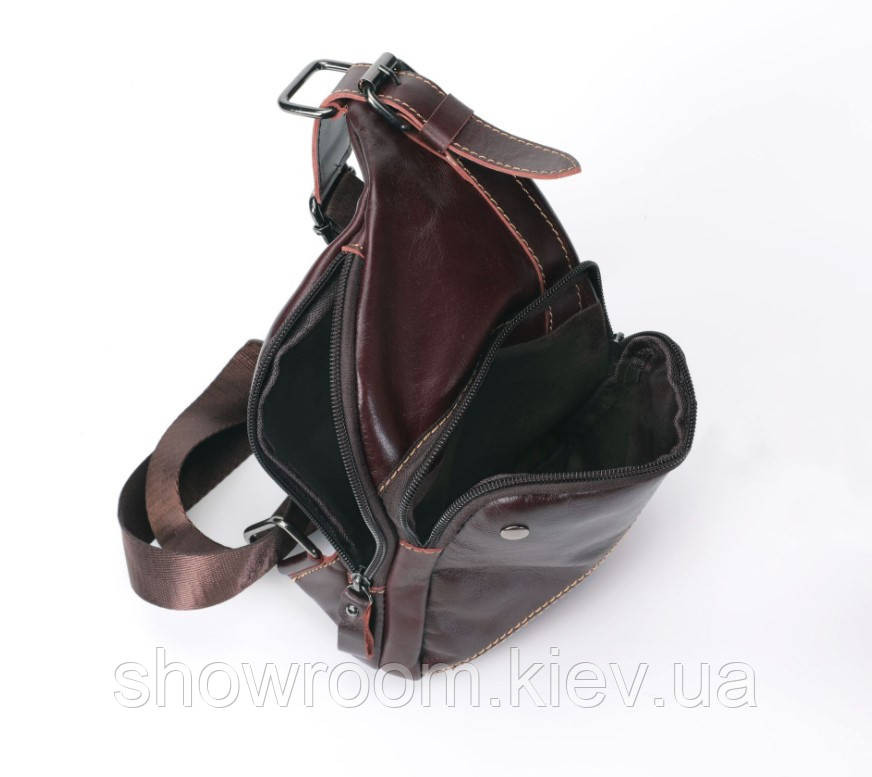 Чоловічі сумки на груди (слінг) Leather Collection (5032) коричнева Київ - фото 3