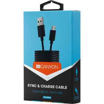 Дата кабель USB 2.0 AM to Micro 5P 1.0m Canyon (CNE-USBM1B) Винница