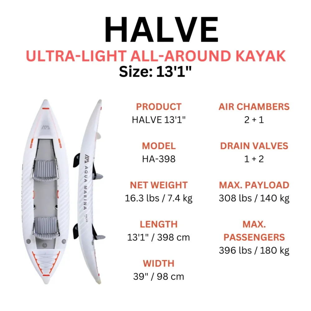 Каяк Halve — Ultra-light Packayak 4 метри, 7,4 кг Aquamarina Київ - фото 3