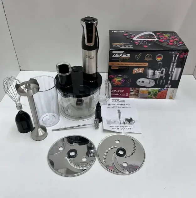 Багатофункціональний блендер 7в1 з потужністю 1500Вт 20 швидкостей, чаша 1.5 літрів  Zepline ZP-797 Чорний Одеса - фото 5