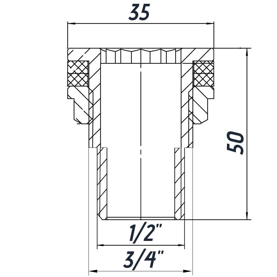 Врезка в бак 1/2″Н никелированным усиленным NO303R OPTIMUM Киев - изображение 4