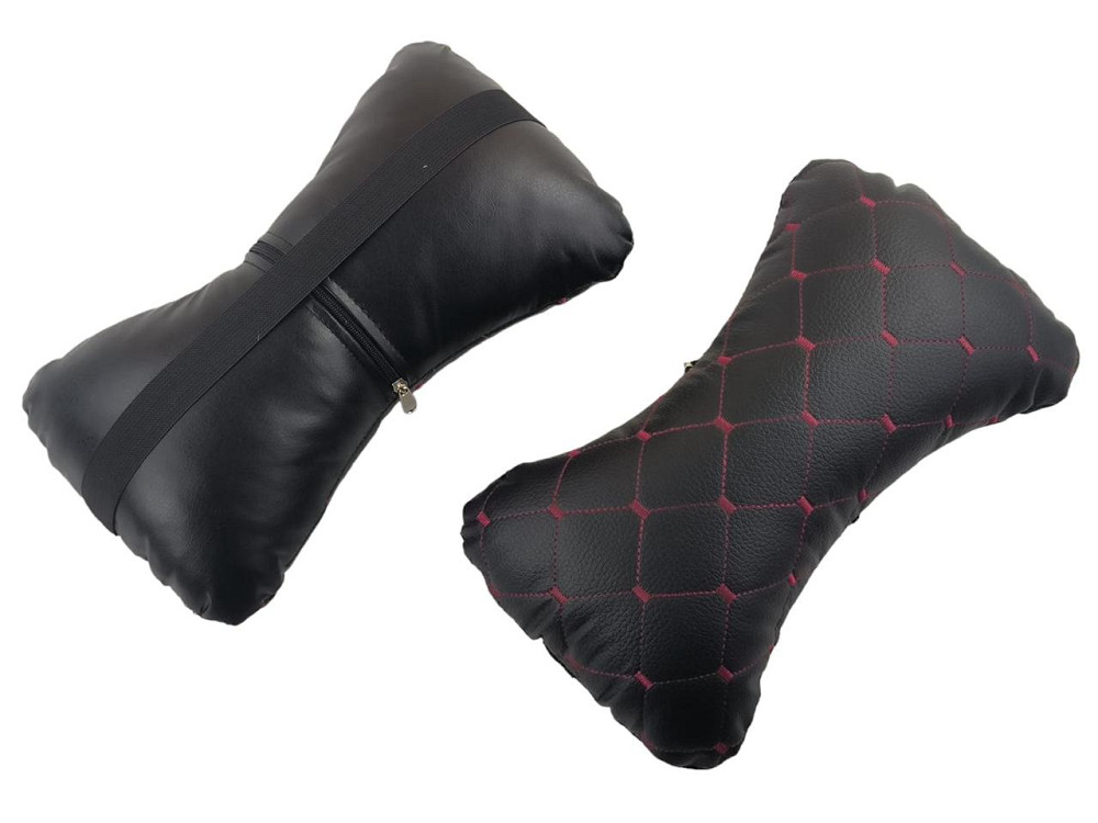 Подушка голову в авто екошкіра червоний рядок (к-кт 2 шт) під Мукачево - фото 1