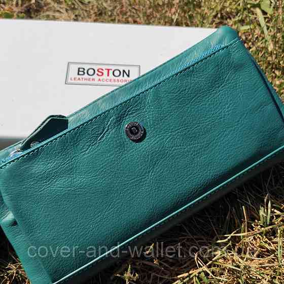 Стильный женский кожаный кошелек клатч бирюзового цвета Boston B 213 Киев