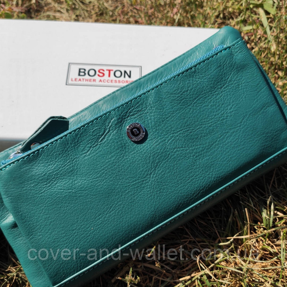 Стильний жіночий шкіряний гаманець клатч бірюзового кольору Boston B 213 Київ - фото 2