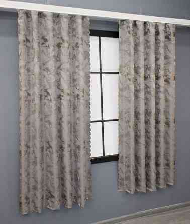 Комплект коротких штор VR-Textil Жаккард Мрамор Al3 № 1596ш Светло-серый с мокко 145х170 см 2 шт (35-0268) Киев