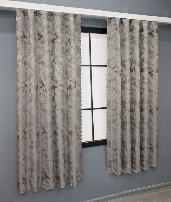 Комплект коротких штор VR-Textil Жакард Мармур Al3 № 1596ш Світло-сірий з мокко 145х170 см 2 шт (35-0268) Київ - фото 3