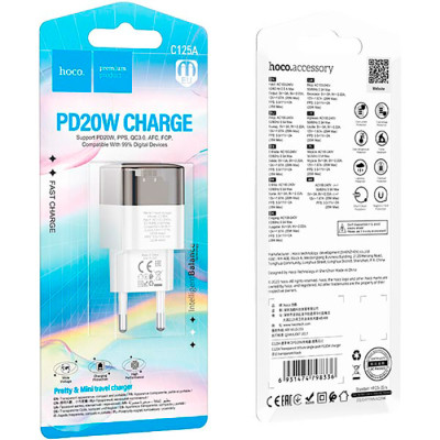 Зарядний пристрій HOCO C125A Transparent USB-C PD20W Transparent Black (6931474798336) Вінниця - фото 4