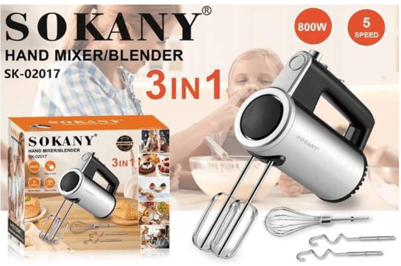Ручной миксер SK-02017 800 Вт с двусторонним двигателем и сменными венчиками, тихая работа Одесса - изображение 1