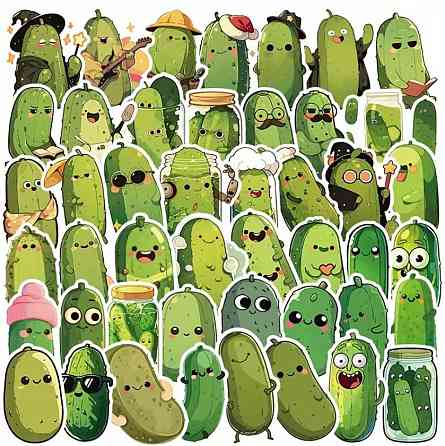 Набор наклеек огурцы 55 шт, виниловые декоративные стикеры с веселыми огурцами Киев