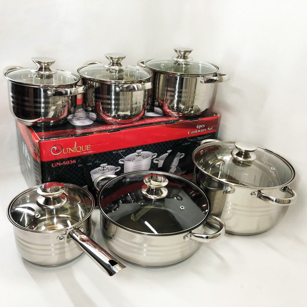 Комплект каструль UNIQUE UN-5036 12 шт, Набір посуду для будь-яких плит, Модні набори посуду CJ-59 Львів - фото 5